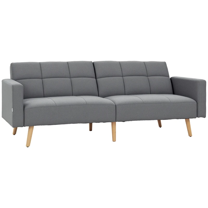 HOMCOM Canapé convertible 2 places design scandinave inclinaison dossier réglable 2 niveaux 205 x 88 x 80 cm gris