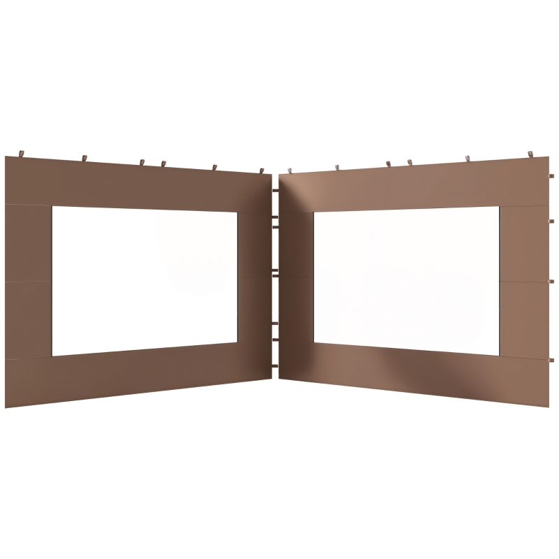 Outsunny Laterales para Carpa de Repuesto de Tela Oxford 2 Paneles de 295x195 cm con 1 Ventana para Carpas de 6x3 m 3x3 m Marrón