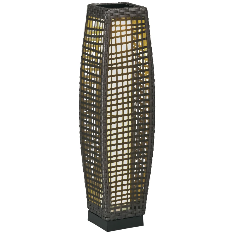 Outsunny Lampada Solare da Giardino con Pannello di Ricarica, in Acciaio e Rattan, 21x21x78 cm, Nero e Grigio