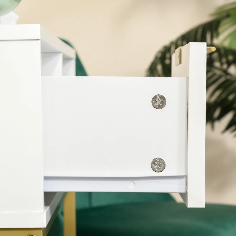 HOMCOM Table Console en Bois, Console d'Entrée ou Salon avec Design Moderne, Blanc et Or, 80x30x80.5cm