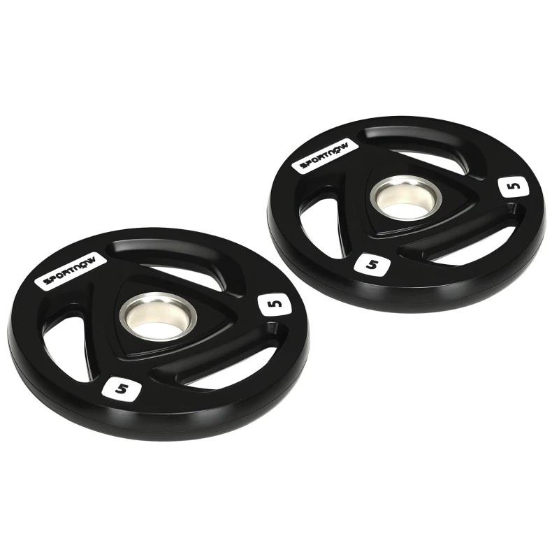 SPORTNOW Set di 2 Dischi Pesi in Acciaio con Rivestimento in Gomma per Bilanciere
