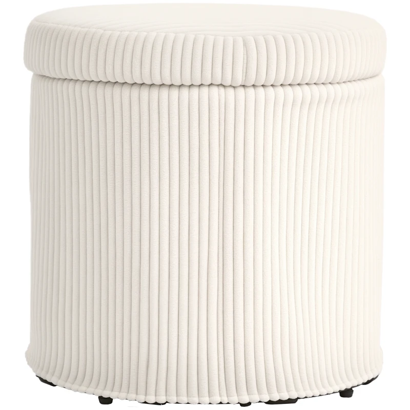 HOMCOM Pouf rangement 32 L pouf salon en velours côtelé avec couvercle charge max. 120 kg, pour couloir, chambre, salon, beige