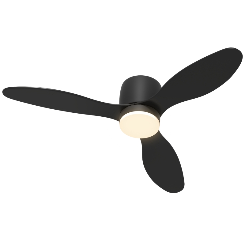 HOMCOM Ventilateur de Plafond avec Lampe et Télécommande, 3 Couleurs de Lumière, 6 Vitesses, Luminosité Ajustable, Noir