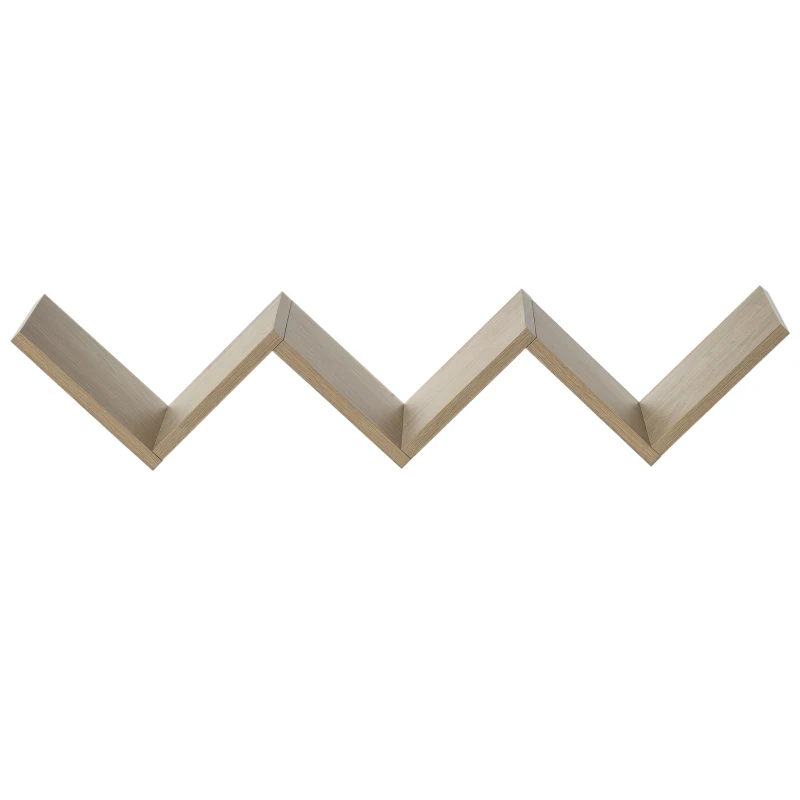 HOMCOM Etagères murale flottante - design contemporain en V - kit fixation inclus - panneaux particules chêne clair