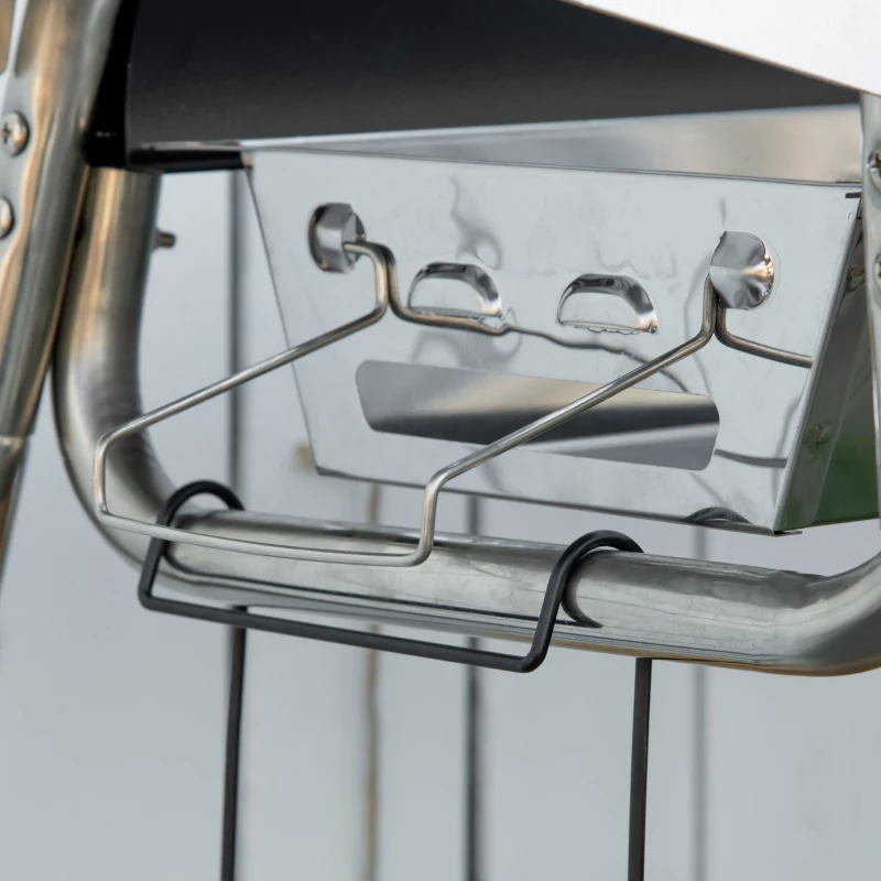 Outsunny Barbecue à Charbon avec Grille et Plaque de Cuisson, Panier et Étagères, 96x61x72cm, Noir