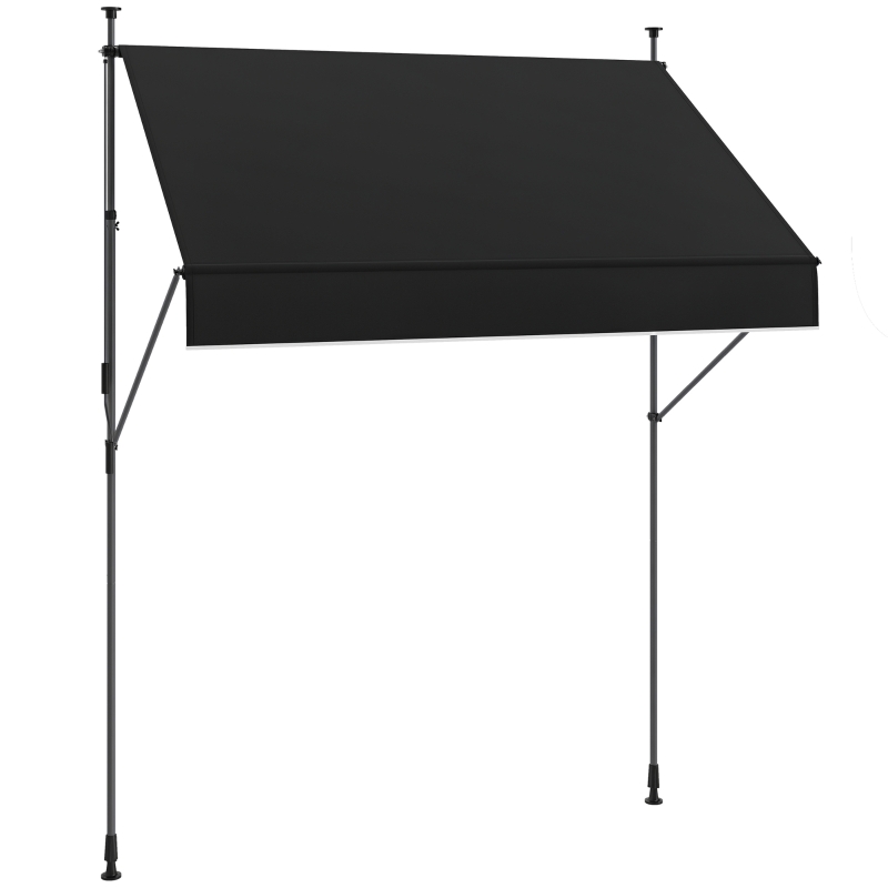 Outsunny Toldo Manual Retrátil 200x120 cm Toldo Exterior Enrolável Altura Ajustável com Manivela 210-310 cm Proteção UV30+  Preto
