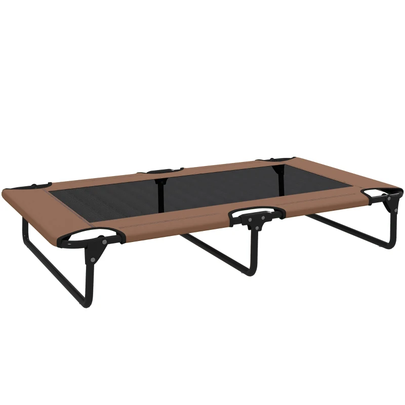 PawHut Lit pour chien surélevé portable, lit pour animaux de compagnie surélevé avec filet respirant, pour grands chiens, Café