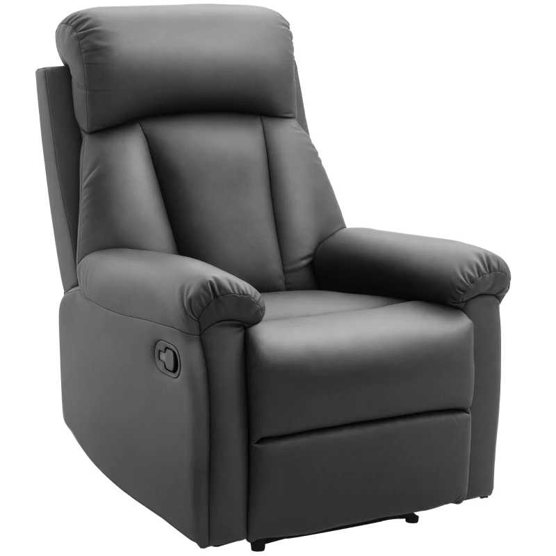 HOMCOM Poltrona Relax Reclinabile Imbottita Ergonomica con Poggiapiedi Pelle PU 80 x 97 x 107cm Nero