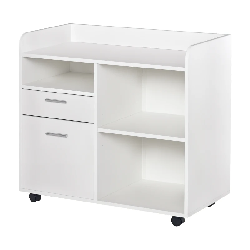 Vinsetto Support d'imprimante - Caisson d'organisation de Bureau Roulant - Dim. 80l x 40P x 72H cm en Bois Blanc