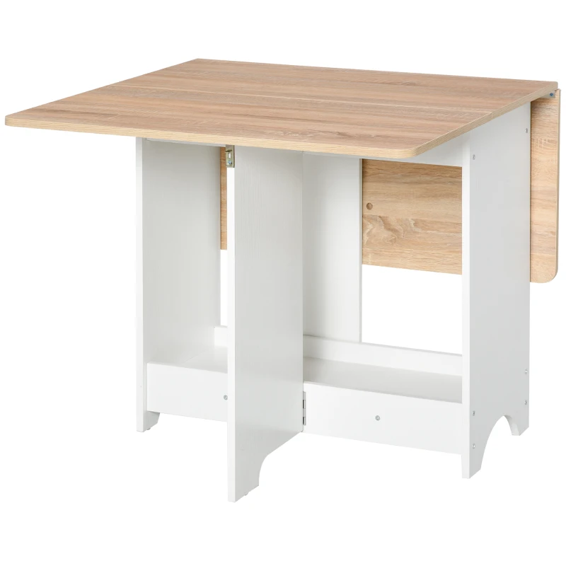 HOMCOM Table Console à Rabat avec Compartiment Étagère, Table Basse et Cuisine, Table à Rabat, Pliante, Gain de Place, Bois Couleur et Blanc, 118x80x72cm