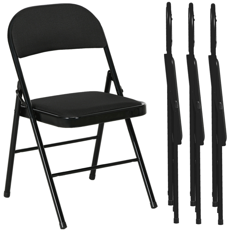 Lot De 4 Chaises Pliantes En Velours Côtelé - Structure Acier - Charge 120 Kg - Pour Salle à Manger, Bureau, Maison - 8