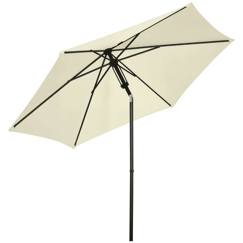 Outsunny Ombrellone da Giardino 2.7x2.5 m, in Poliestere e Metallo con Tettuccio Inclinabile, Beige Nero