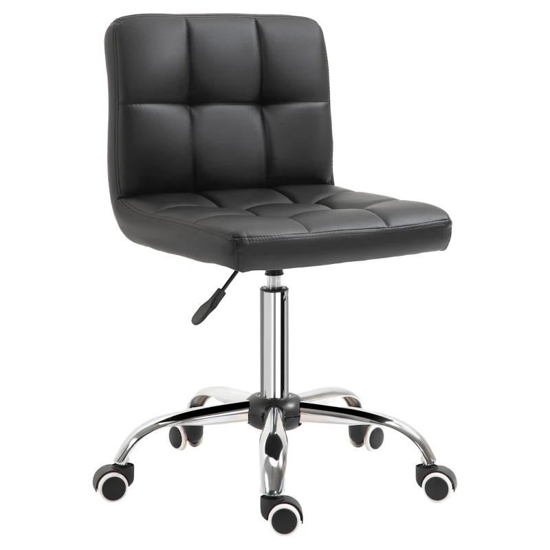 Vinsetto Chaise de bureau design contemporain pivotante 360° ergonomique hauteur réglable dossier assise capitonnés revêtement synthétique 52,5 x 54 x 93 cm noir