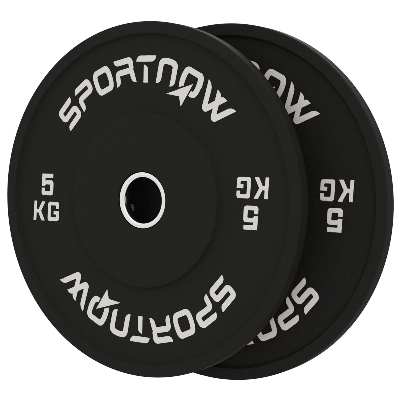 SPORTNOW Lot De 2 Disques Poids Olympiques 10kg Caoutchouc Massif Trou 5cm - Musculation Maison