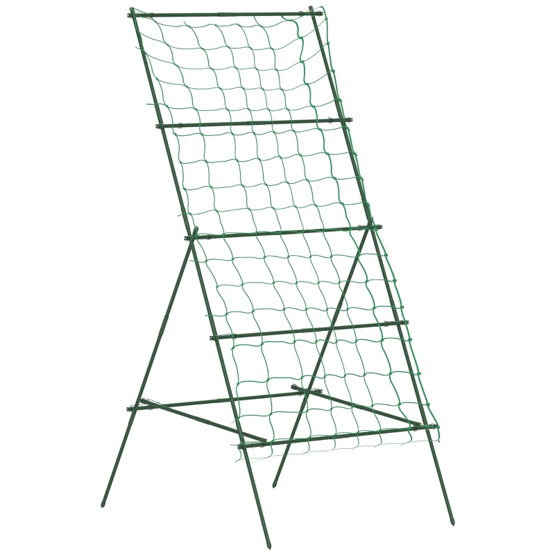 Outsunny Suport Metalic de Grădină în Forma de A cu Plasă de Susținere, 101x133x227 cm, Verde