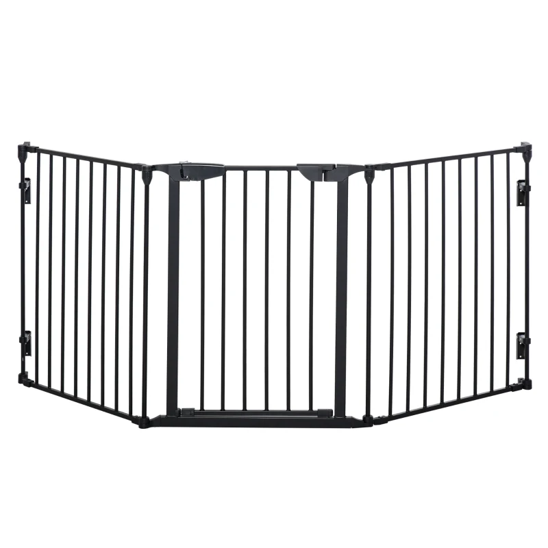 PawHut Barrière pour Chiens de Petite et Moyenne Taille Pliable à 3 Panneaux, 180x3x74.5 cm, Noir