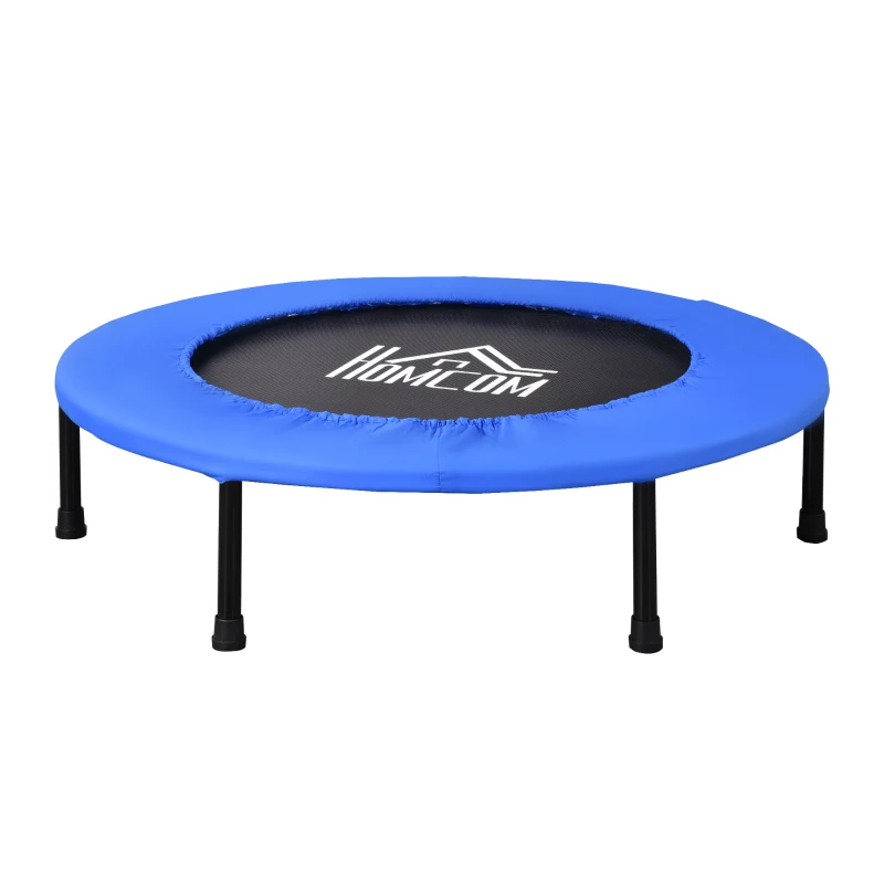 HOMCOM Trampoline de fitness Ø91 cm Mini Trampoline avec pieds antidérapants 100kg de charge Ø91 x 22,5H cm Noir+Bleu