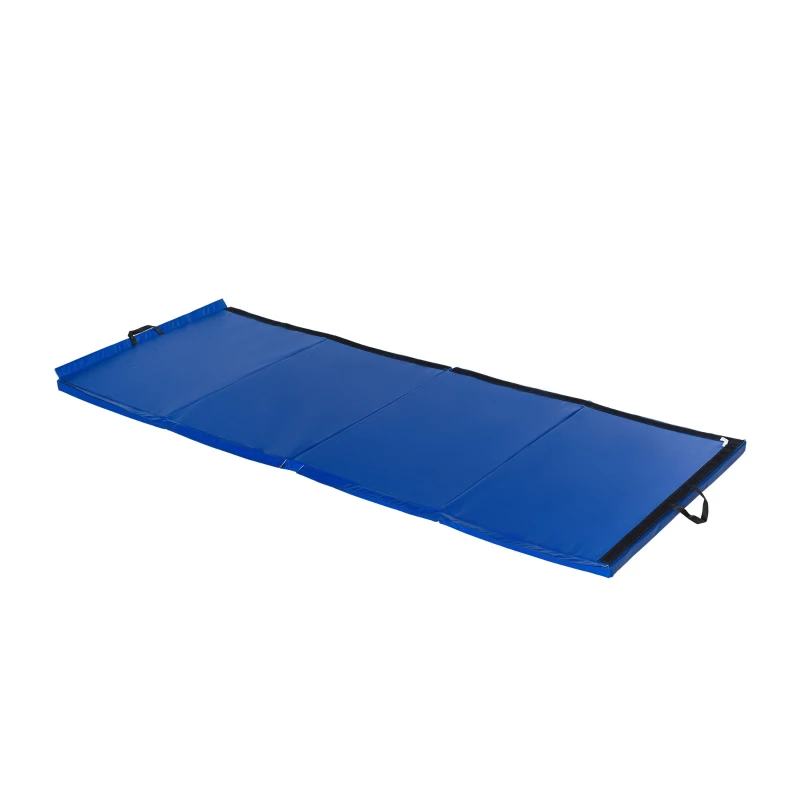 HOMCOM Tapis de sol gymnastique Fitness pliable portable rembourrage mousse 5 cm grand confort revêtement synthétique dim. 2,88L m x 1,15l m bleu