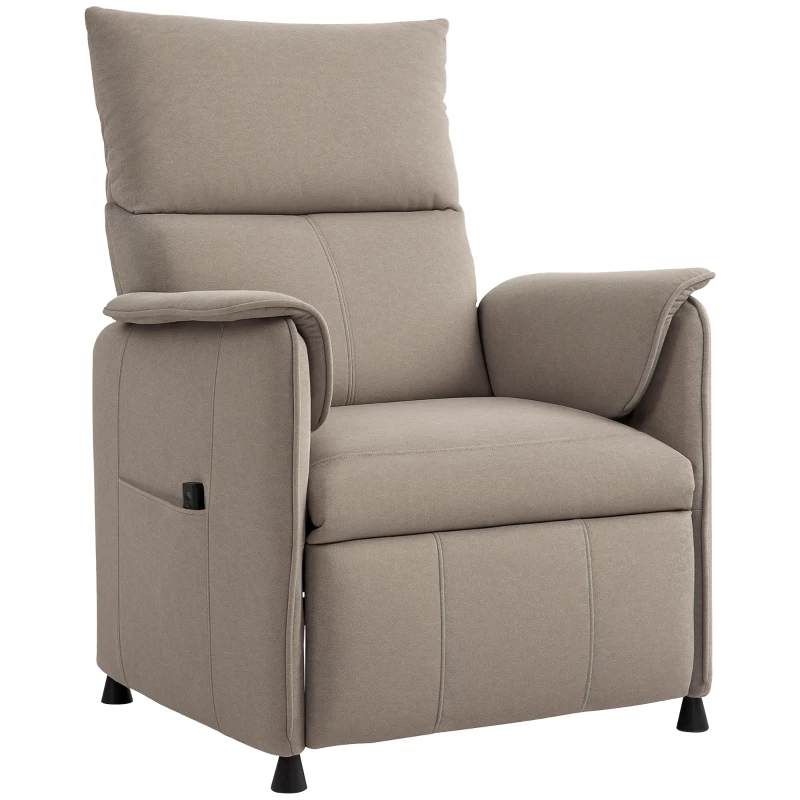 HOMCOM Fauteuil Inclinable Électrique avec Télécommande et Repose-Pieds, en Tissu Effet Velours, 80x83x104 cm, Marron