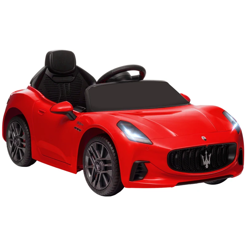 AIYAPLAY Voiture Électrique pour Enfants Maserati Gran Turismo Folgore avec Batterie 12V Télécommande Phares Klaxon et Musique MP3 Rouge