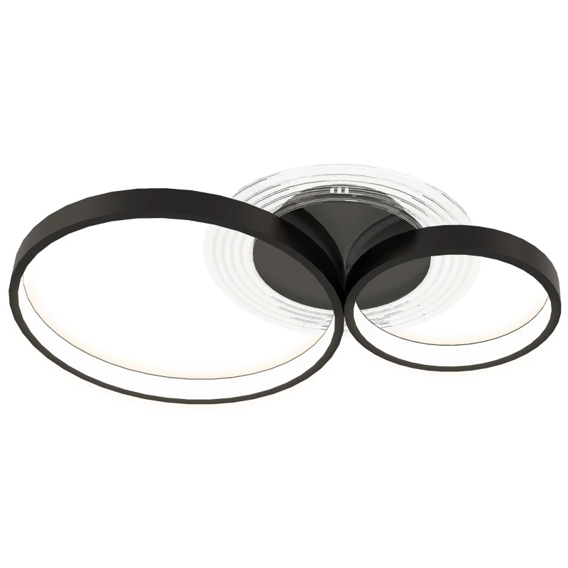 HOMCOM Plafonnier LED Moderne à 3 Anneaux avec Luminosité Réglable, Puissance 40W, Noir