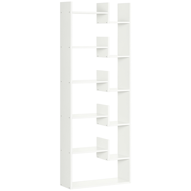 HOMCOM Estante para Livros de 6 Níveis Estante com 11 Compartimentos Abertos Anti-Tombo 61x21,6x162,6cm Branco