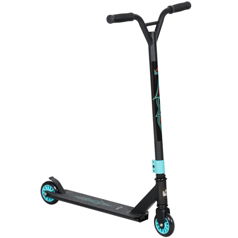 HOMCOM Pro Trottinette de Cascade, Trottinette pour astuces freestyle, Aluminium, Métal, Simili Cuir, pour enfants et adultes, Vert