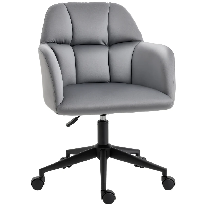 Vinsetto Chaise de bureau design Chesterfield effet capitonné hauteur réglable pivotant 360° velours gris