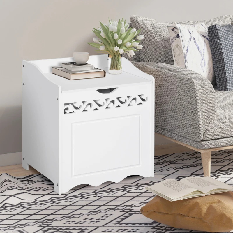 HOMCOM Armoire en Bois MDF pour Salle de Bain, Meuble de Rangement pour Chambre à Coucher, Salon, 55L x 34P x 58H cm, Blanc