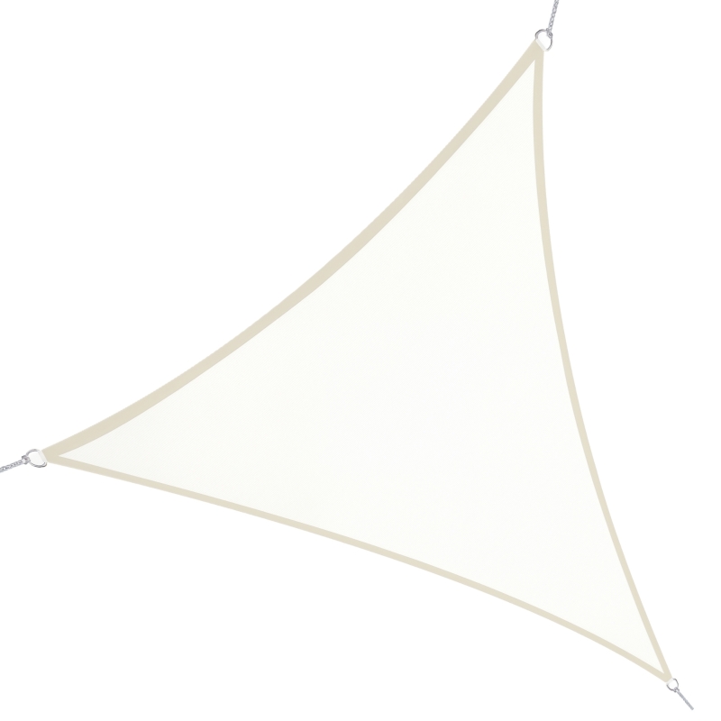 Outsunny Toldo Vela Triangular 5x5x5 m Vela de Sombra para Jardín Patio Terraza Poliéster Anti UV Color Crema