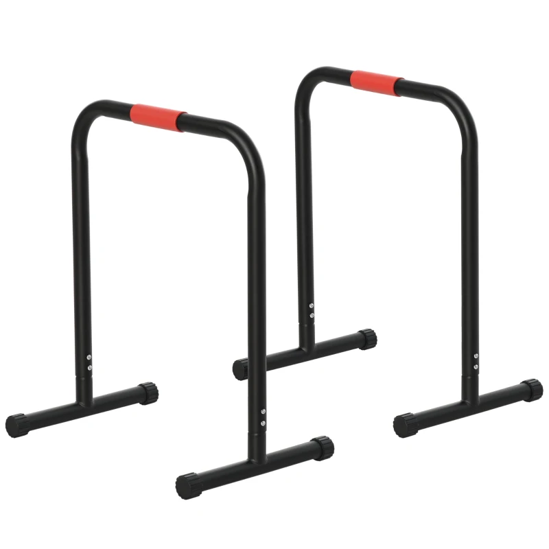 HOMCOM Parallele Fitness per il Potenziamento e la Tonificazione Muscolare Altezza 73cm, in Tubi d'Acciaio Nero