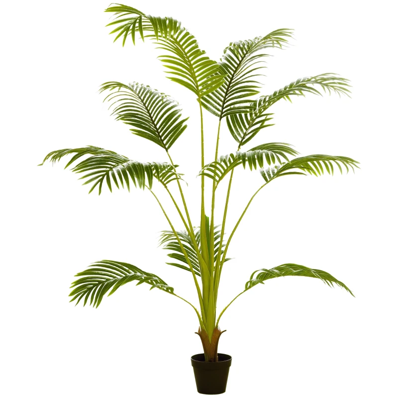 HOMCOM Palmier artificiel arbre artificiel hauteur 170 cm avec 11 grandes feuilles grand réalisme en plastique pot inclus vert