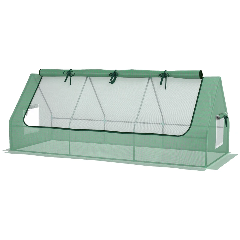 Outsunny Serre Petite avec 2 Fenêtres Latérales et Fenêtre Centrale, en Acier, PE et PP, 240x90x90 cm, Vert