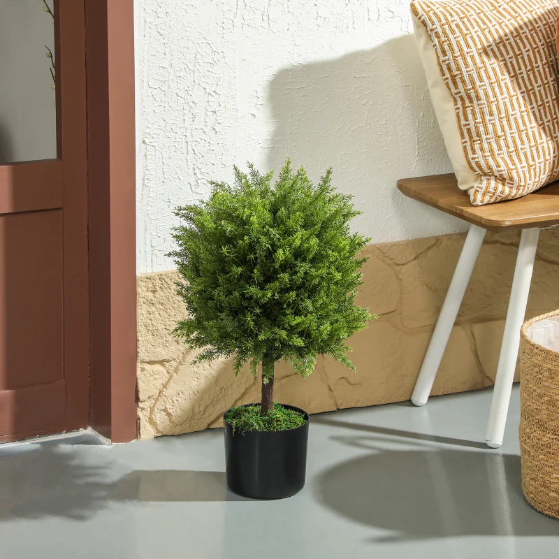 HOMCOM Pianta Finta Albero Cedro avec Vaso Inclus pour Intérieur et Extérieur, Hauteur 55 cm, Vert