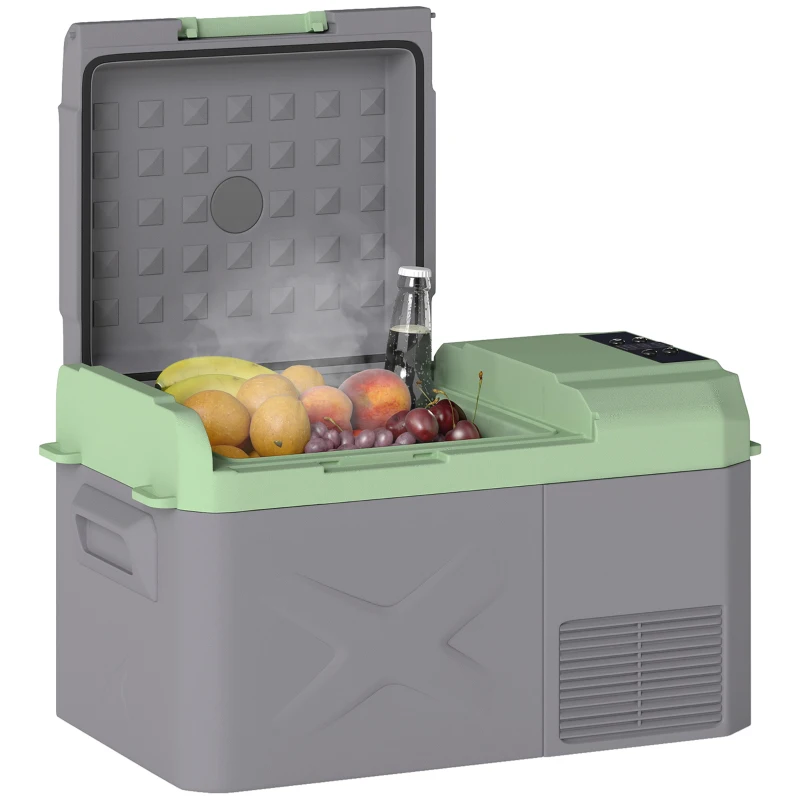 Outsunny Réfrigérateur de Voiture 12V-220V -20℃ à +20 ℃ avec Écran Lumière LED 61x34x32,4 cm Gris