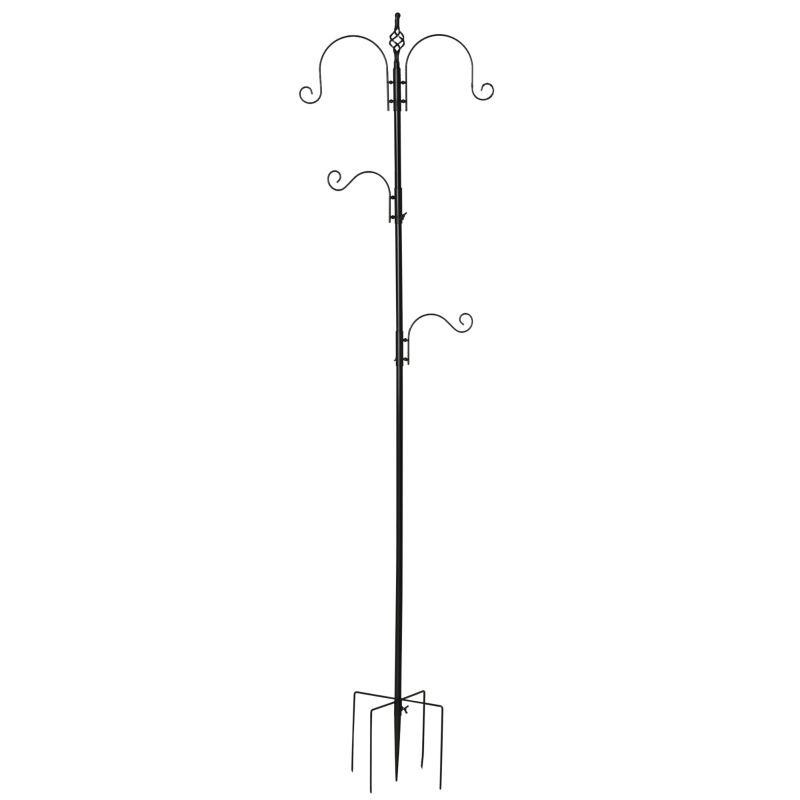 PawHut Mangeoire à oiseaux station d'alimentation décorative pour oiseaux station d'alimentation pour oiseaux sauvages avec 4 crochets 54,5 x 54,5 x 208 cm noir