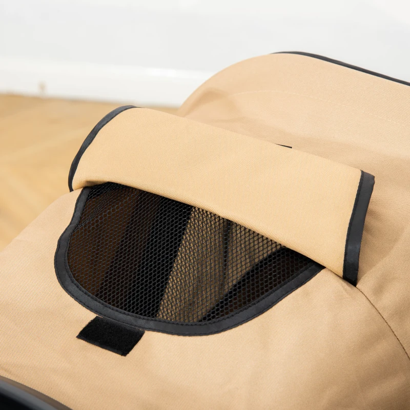 PawHut Poussette pour Chiens de Petite Taille et Mini Pliable avec Panier et Porte-gobelet, 75x46x94 cm, Marron