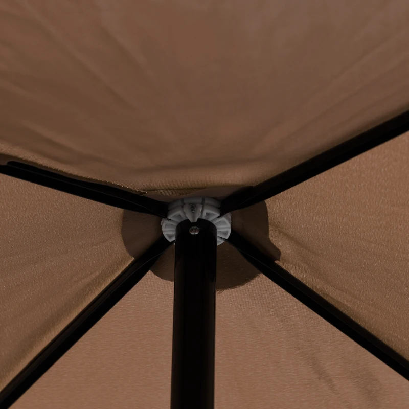 Outsunny Parasol 2x2 m d'extérieur avec auvent carré, réglable et portable, en métal et polyester, Café