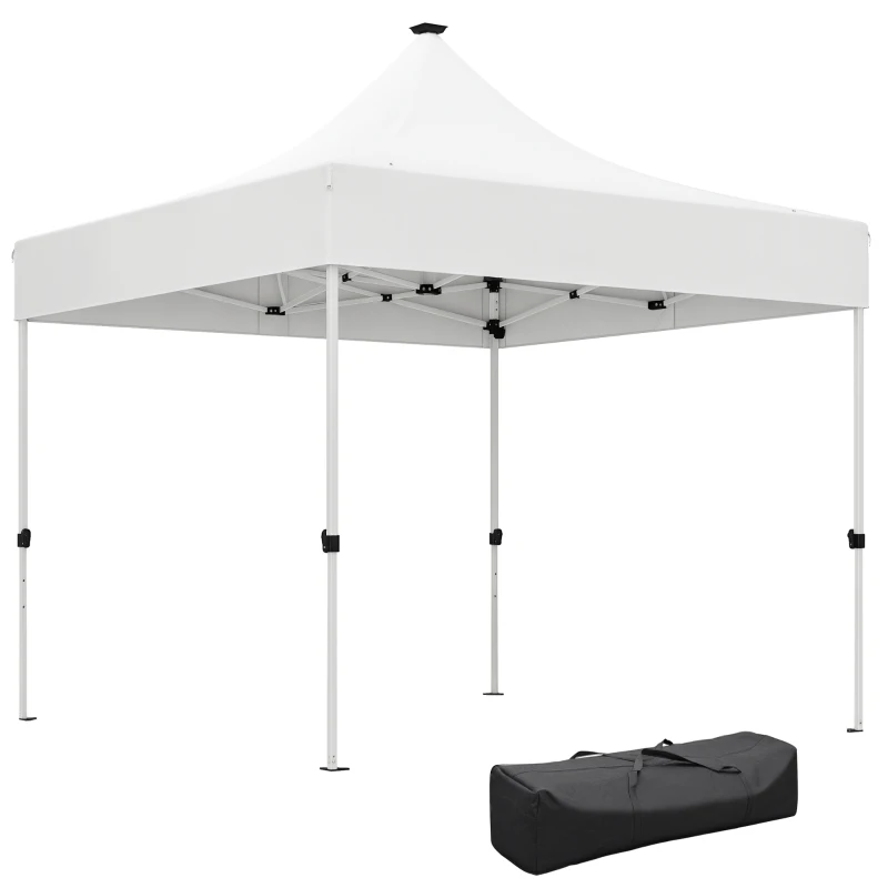 Outsunny Pavilion Pliabil cu Lumina LED, Geanta de Transport si inaltime Reglabila, 300x300x340 cm, Alb