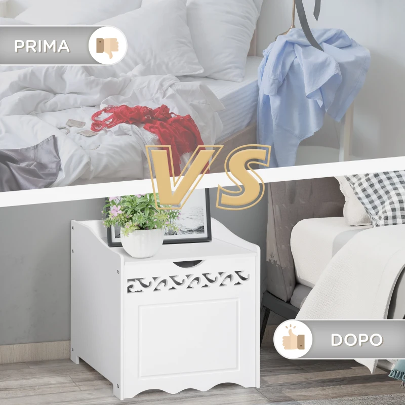 HOMCOM Armoire en Bois MDF pour Salle de Bain, Meuble de Rangement pour Chambre à Coucher, Salon, 55L x 34P x 58H cm, Blanc