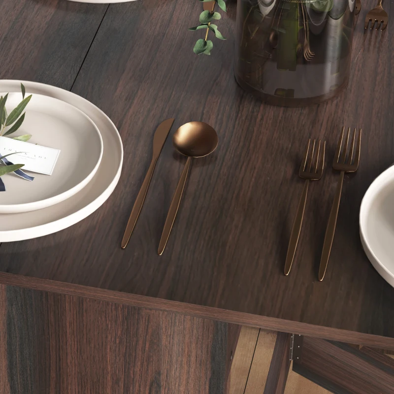HOMCOM Table Pliante avec 2 Rabats Ovales, Console Gain de Place en Bois, Marron