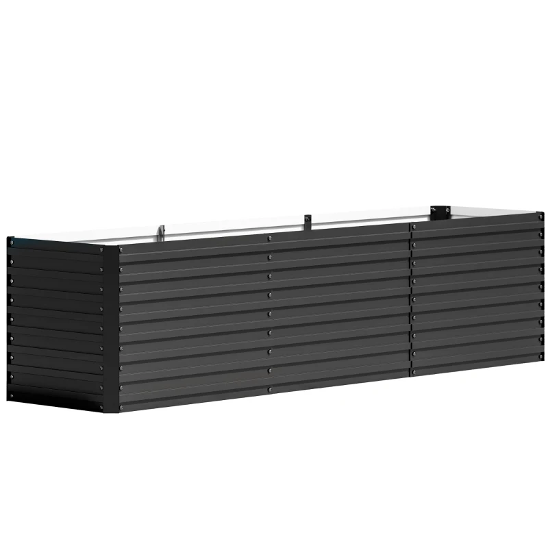 Outsunny Jardinière surélevée, fond ouvert, acier revêtu de poudre, 240 x 60 x 60 cm, Gris foncé