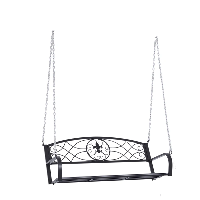 Outsunny Dondolo 2 Persone Design Classico Catene Incluse da Giardino Acciaio 132 x 63 x 58 cm Nero