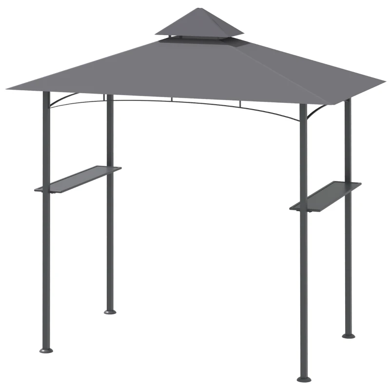 Outsunny Grillpavillon Tente de Jardin Pavillon de Grill avec Tablettes Double Toit Ignifuge Gris 245 x 148 x 252 cm