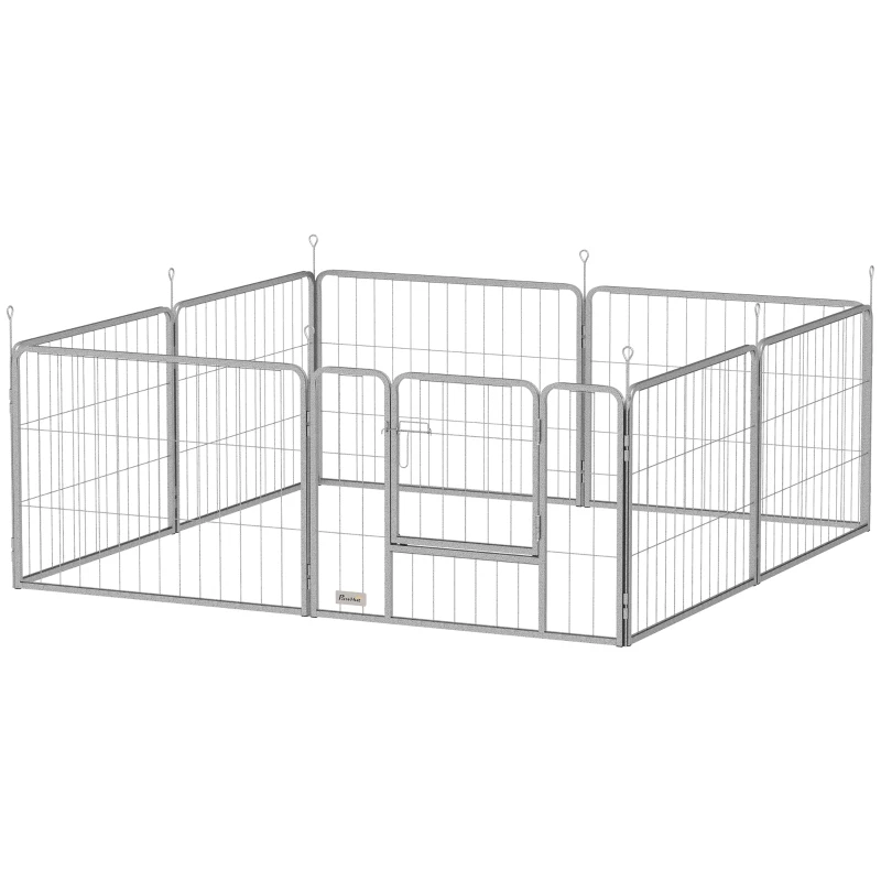 PawHut Enclos pour animaux, Clôture pour chiens, Terrain de jeu pour animaux, facilement adaptable, en acier inoxydable