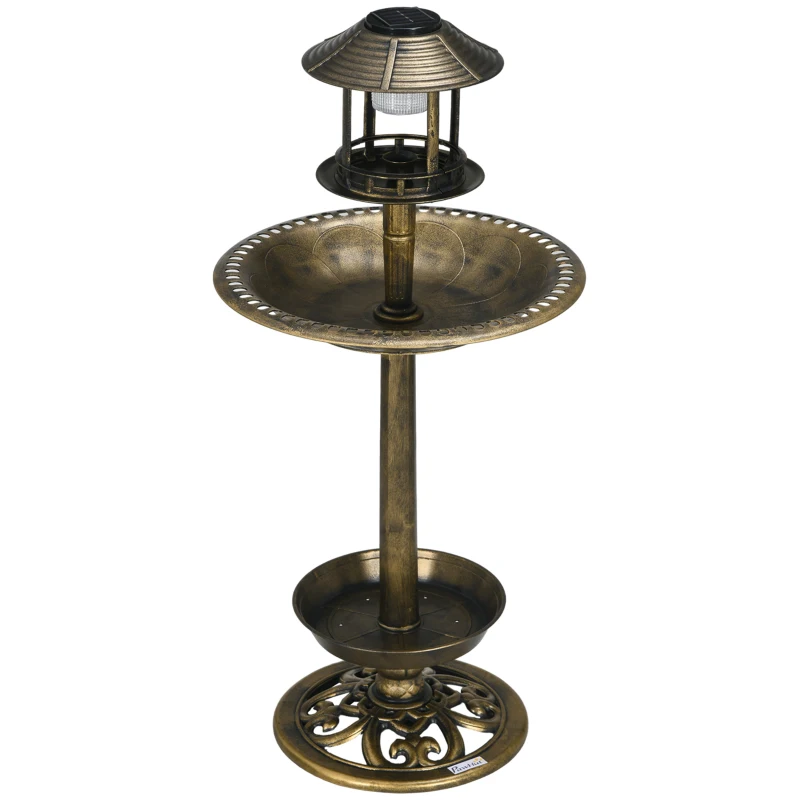 Outsunny Mangeoire pour Oiseaux Maison d'Oiseaux Plateau d'Alimentation, résistant aux intempéries, 2 bassins, design vintage, 50 x 50 x 110 cm, couleur bronze