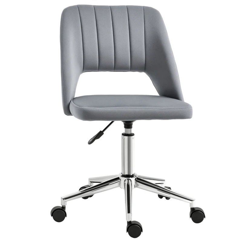 Vinsetto Chaise de bureau design contemporain pivotante 360° ergonomique dossier strié aéré hauteur réglable revêtement velours 49 x 60 x 91 cm gris foncé