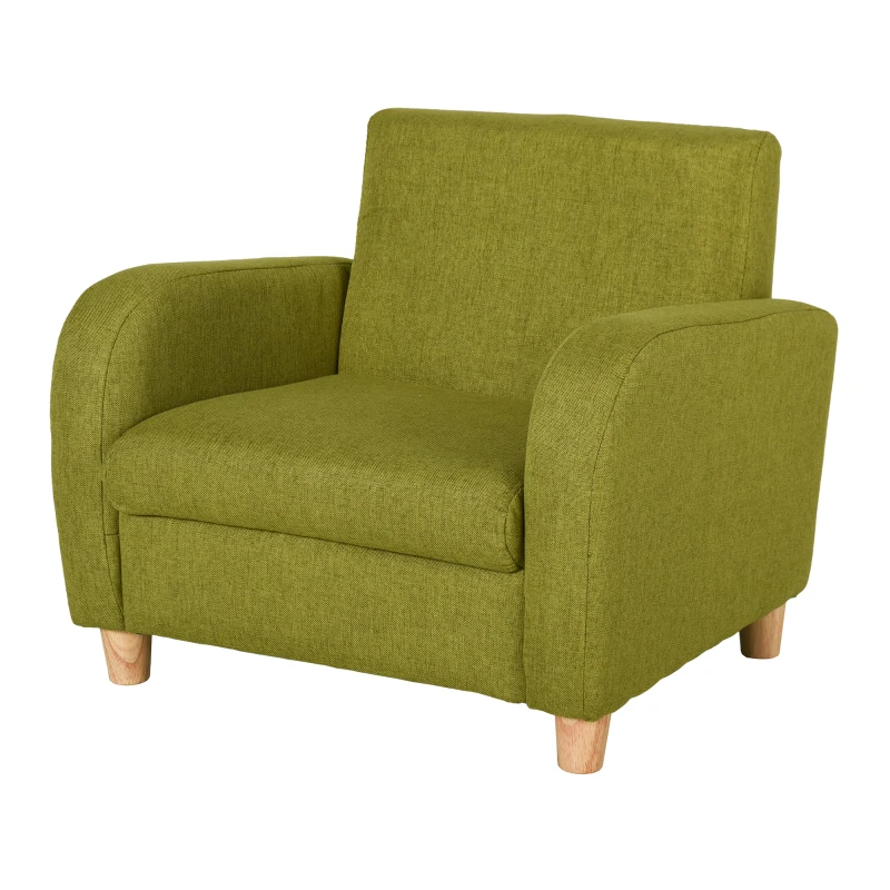 HOMCOM Sillón Infantil Mini Sofá para Niños de +3 Años con Asiento Acolchado Reposabrazos Estructura de Madera 49x45x44cm Verde