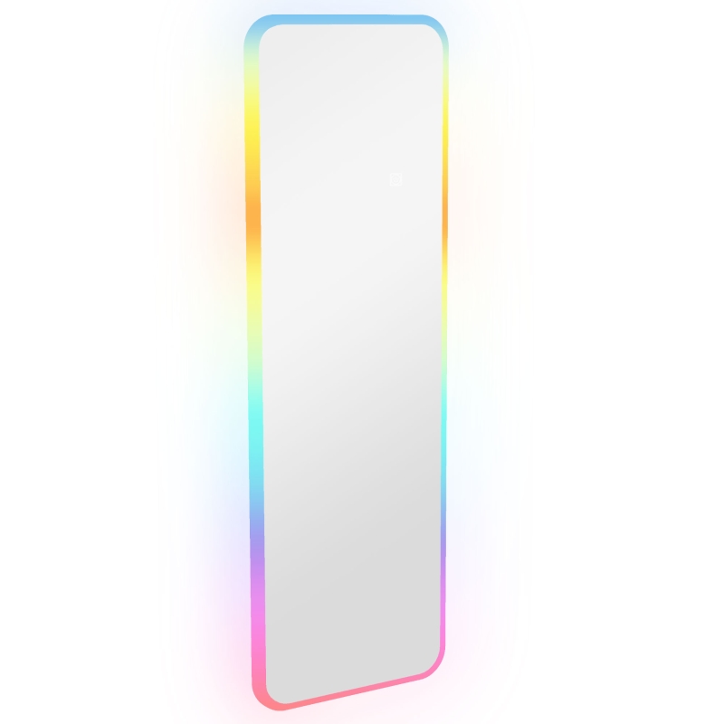 HOMCOM Miroir de Pied Entier avec Lumières LED 120x40 cm Miroir Mural avec Éclairage de 7 Couleurs RGB et Fonction de Mémoire