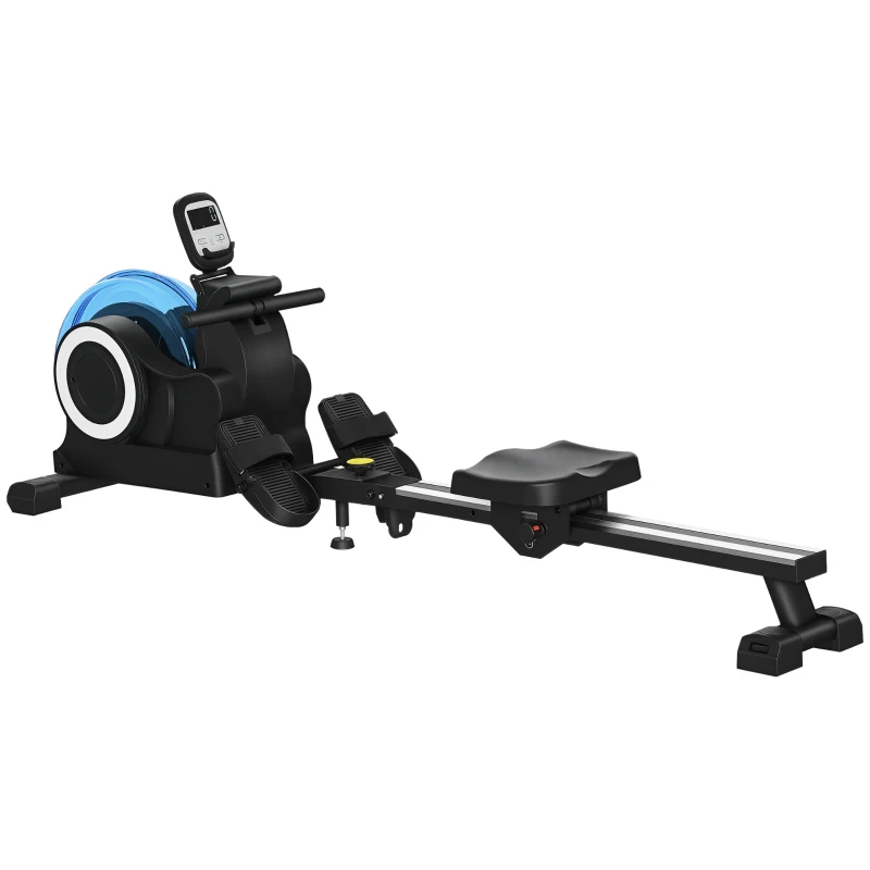 SPORTNOW Rameur à eau d'appartement pliable - 6 niveaux de résistance écran LCD multifonction support de tablette